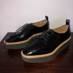 Zara Trafaluc Patent Leather lace up Oxford shoes - size 38